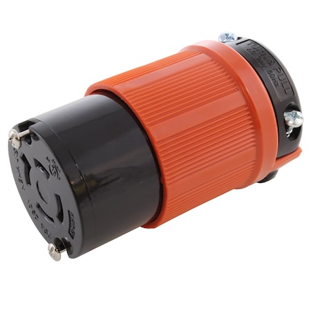 Ac Works Locking Connector, L15-20R, 20 A, 250V AC, Three Phase, Orange ASL1520R